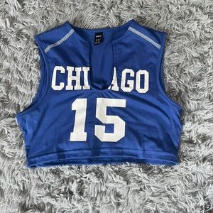 **NEVER WORN** Blue and white Chicago crop top